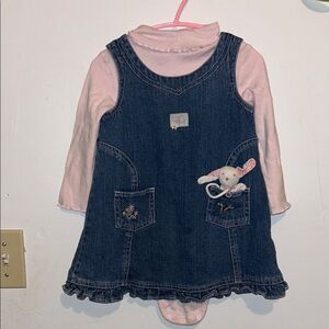 Pink and denim jumper dress
